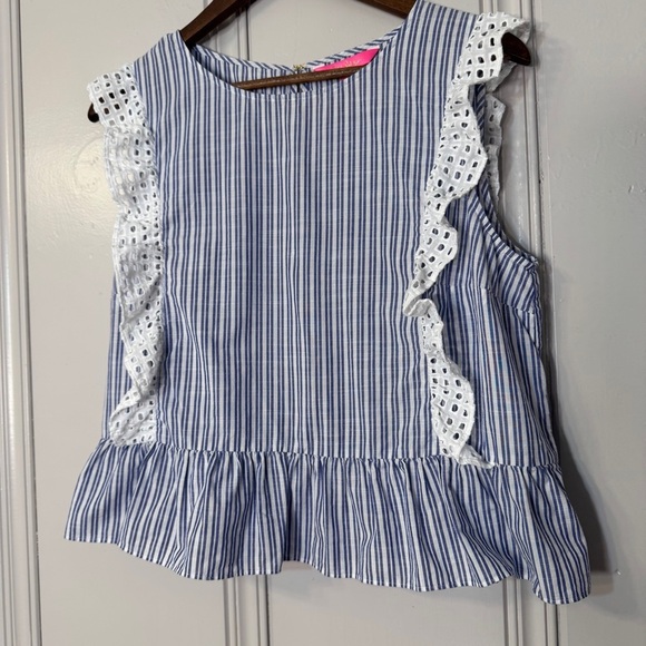 Lilly Pulitzer Blue and White Striped Blouse - Picture 3 of 16